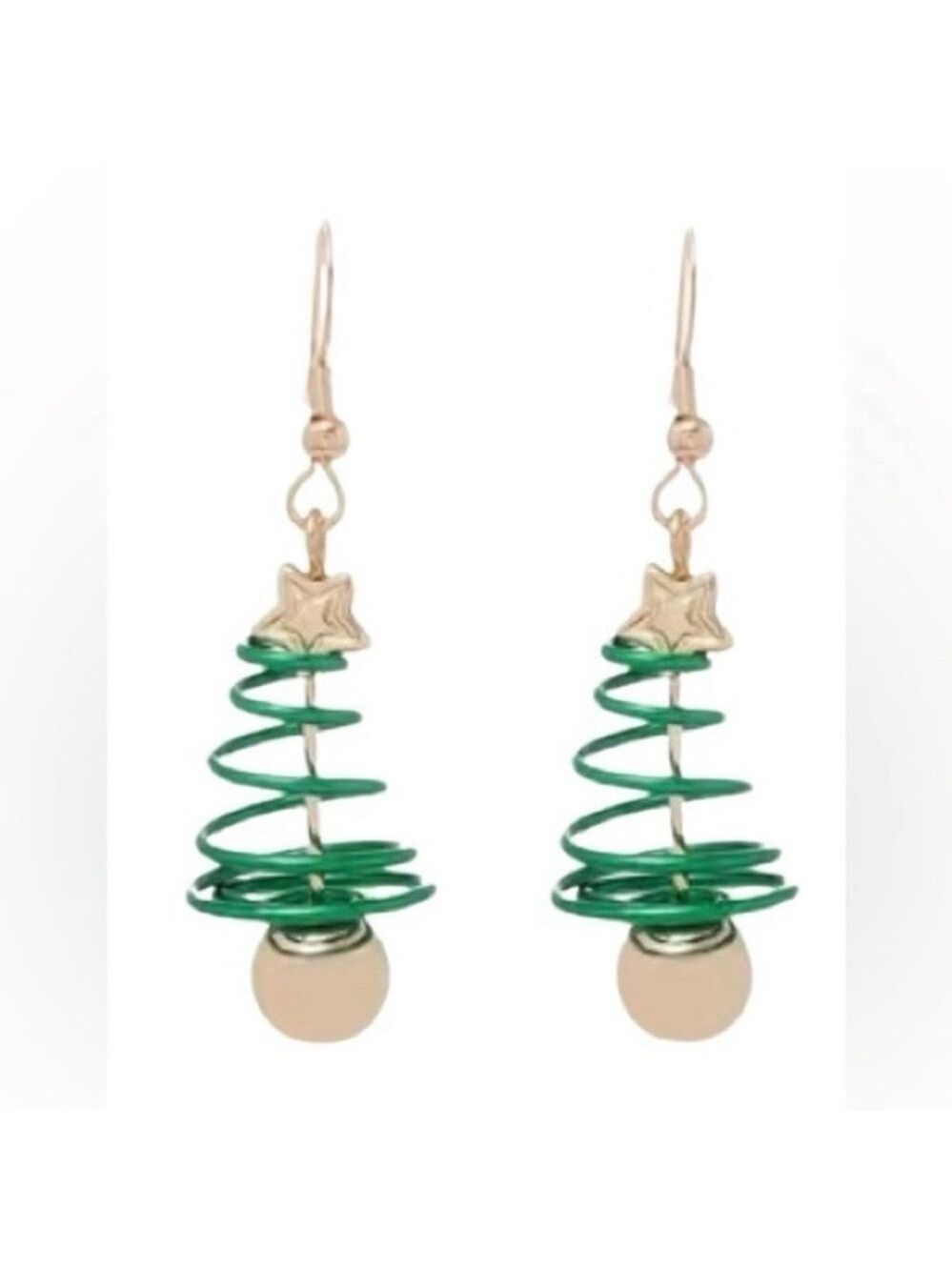 NEW Christmas Tree Holiday Earrings in green and gold French hook